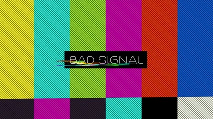 Aufkleber - Bad signal on the analog signal in the TV. image with VCS signal interference.Unique Design Abstract Digital Animation Pixel Noise Glitch Error Video Damage