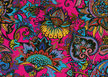 Paisley. Seamless Textile Floral Pattern With Oriental Paisley Ornament.