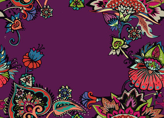  Paisley. Seamless Border, frame, edging, framing
