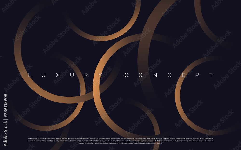 Black premium background with luxury dark gold circles and golden lines ...