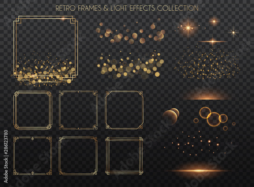 Cuadros en Lienzo Retro frames and light effects collection