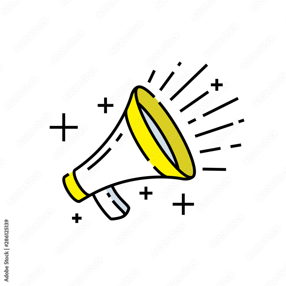 Loudspeaker icon. Megaphone sign. Announcement symbol. Line icon vector ...