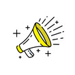 © JoelMasson - Loudspeaker icon. Megaphone sign. Announcement symbol. Line icon vector illustration.