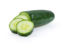 Cucumber Sliced Isolated On White Background . Full Depth Of Field