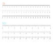 © ssstocker - Inch and metric measuring rulers. Measurement precision scale, size indicators with regular precise graduation grid on white, vector illustration