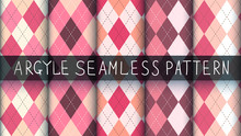 Seamless Argyle Plaid Pink Pattern.