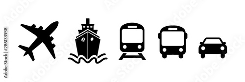 Cuadros en Lienzo Transport icons in flat style on white