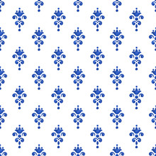 Watercolor Delft Blue Style Pattern