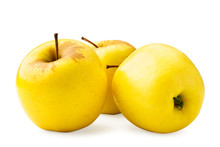 Yellow Apples On A White Background, Isolated.