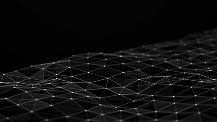 Poster - Abstract polygonal space. Connection dots and lines structure. Digital background. Triangular business wallpaper. 3d