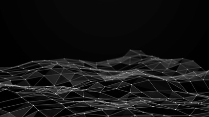 Poster - Abstract polygonal space. Connection dots and lines structure. Digital background. Triangular business wallpaper. 3d