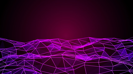 Poster - Abstract polygonal space. Connection dots and lines structure. Digital background. Triangular business wallpaper. 3d