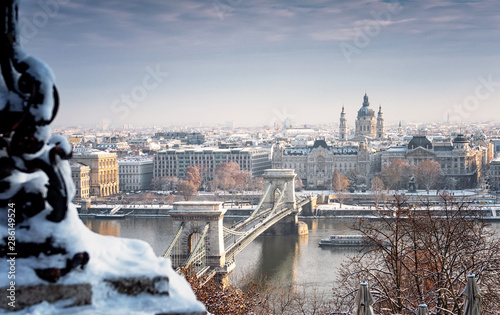 Nice Budapest in winter with snow