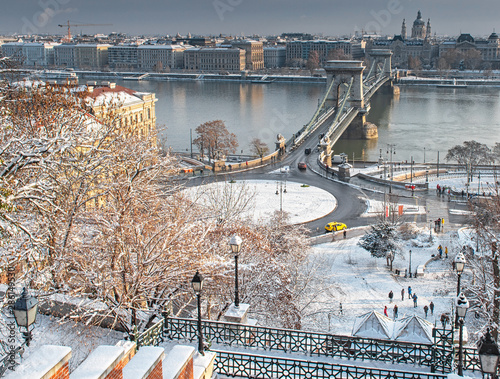 Nice Budapest in winter with snow