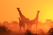 © ViewBug - Silhouette of family of giraffes at sunset
