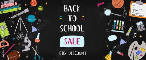 Blackboard With Greeting First Day Of School Back To School Sale