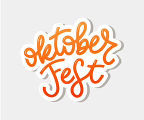 Wall Mural - Oktoberfest handwritten lettering. Oktoberfest typography vector design for greeting cards and poster. Beer Festival vector banner. Design template celebration. Vector illustration.