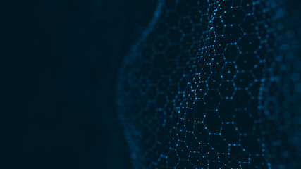 Fototapete - Computer geometric digital connection structure. Business inteligence technology background. Binary code algorithms deep learning. Abstract 3D rendering. Artificial intelligence