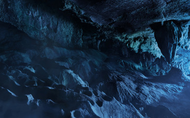 Inside the dark stone cave