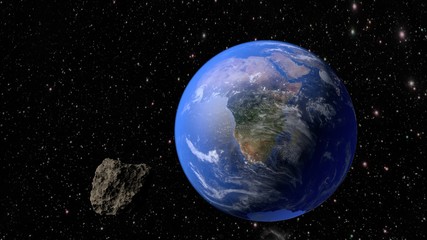Wall Mural - an asteroid flies to the earth. 3d rendering