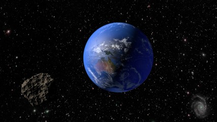 Wall Mural - an asteroid flies to the earth. 3d rendering