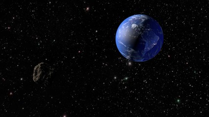 Wall Mural - an asteroid flies to the earth. 3d rendering