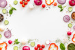 © 9dreamstudio - Cook frame with fresh vegetables on white background top view space for text