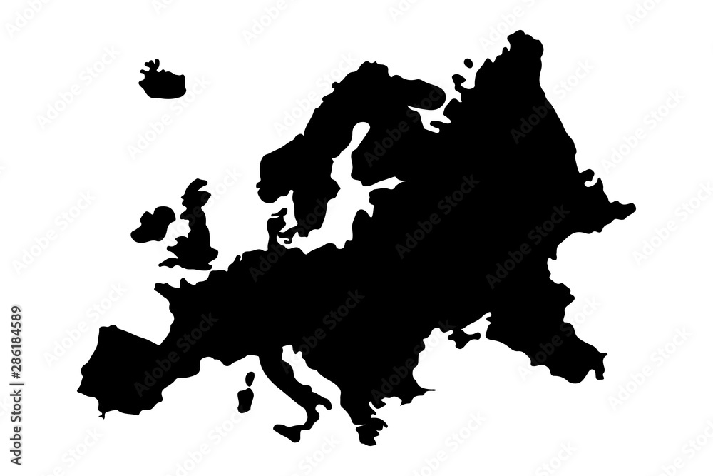 Europe Map Silhouette Vector illustration - obrazy, fototapety, plakaty 