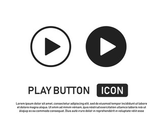 Poster - play button vector icon isolated on white background. multimedia graphic or interface element.