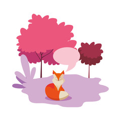 Sticker - fox mammal happy autumn season flat design