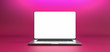 Laptop template isolated on pink background. Mockup.