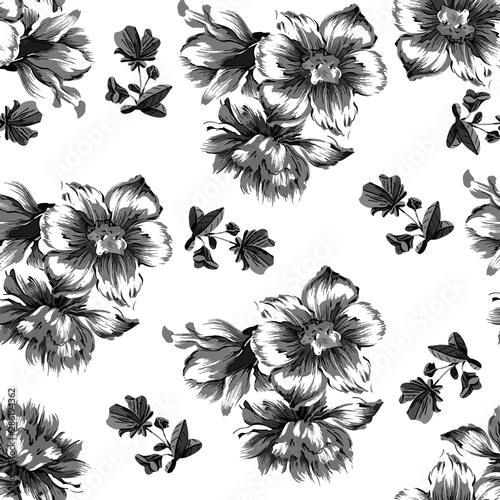 beautiful hand draw  flower with leaves branches pattern