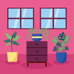 Sticker - decorative house plants interior design