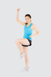 © NT_studio - Beautiful portrait young asian woman in sport clothes cheerful with satisfied and confident isolated on white background, asia girl have shape and wellness, exercise for fit with health concept.