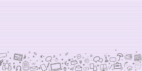 Wall Mural - Back to school. Abstract line pattern with school supplies. Stripe paper background. Striped abstract texture