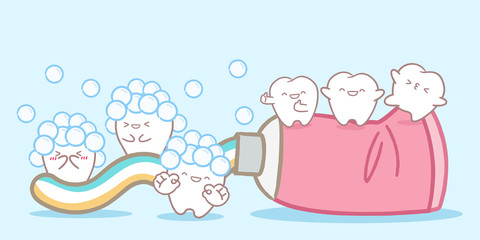 Sticker - cute cartoon tooth use paste