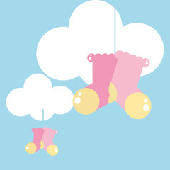 Sticker - cute cloud with sock baby hanging