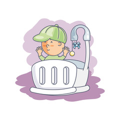 Poster - baby boy in cute crib avatar character