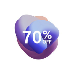 Sticker - 70% off special sale discount banner. Abstract fluid shape with promotion offer.