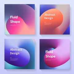Aufkleber - Abstract backgrounds set. Covers with gradient colorful shapes. Fluid futurisic backdrops collection vector design.