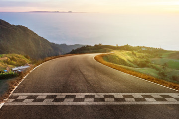 Wall Mural - The beginning of racing on the road race track on the mountain