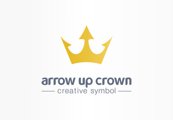 Wall Mural - arrow up gold crown creative symbol concept. royal growth, luxury, premium jewelry abstract business
