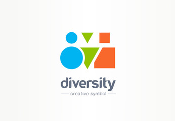 Diversity creative symbol concept. Different shape people, multiethnic community abstract business logo idea. Partnership, friends icon. Corporate identity logotype, company graphic design tamplate