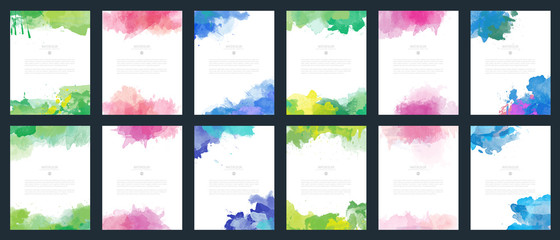 Wall Mural - big set of bright colorful vector watercolor background for poster, brochure or flyer