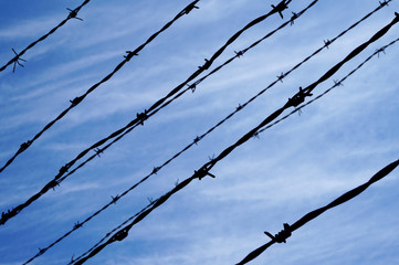 Barbed wire, sky in background - prison/ jail