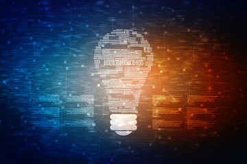 Poster - 2d illustration bulb future technology, innovation background, creative idea concept 