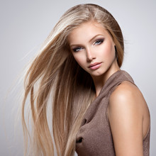Beautiful Young Woman With Long Straight White Hair