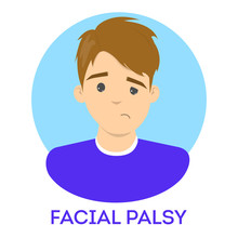 Facial Palsy. Male Character With Assymetrical Face