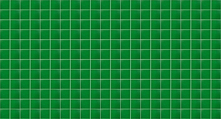 Wall Mural - Green glossy square ceramic tile texture background. Green tiles wall.