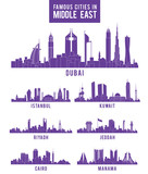 Fototapeta Miasta - Set of Cities in Middle East Famous Buildings. Editable Vector Illustration